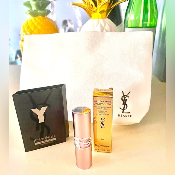 YSL NIB 3Pc Trousse Pouch, Candy Glaze Lipstick & Sample Y Parfum spray - Picture 5 of 14